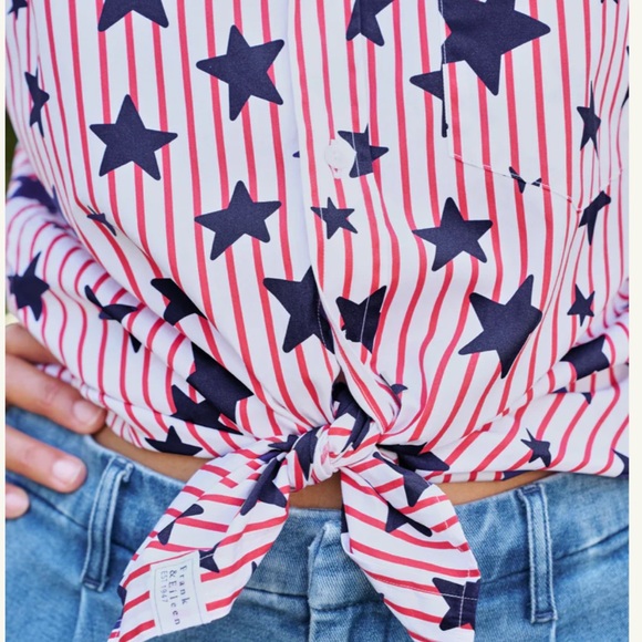 Frank & Eileen Finley sleeveless cotton top Stars and Stripes XL - Picture 2 of 5